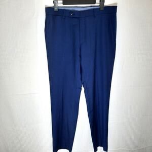 Tommy Hilfiger 34x32 Dress Pants Men Blue Wool Blend Stretch Flat Front Slim Fit